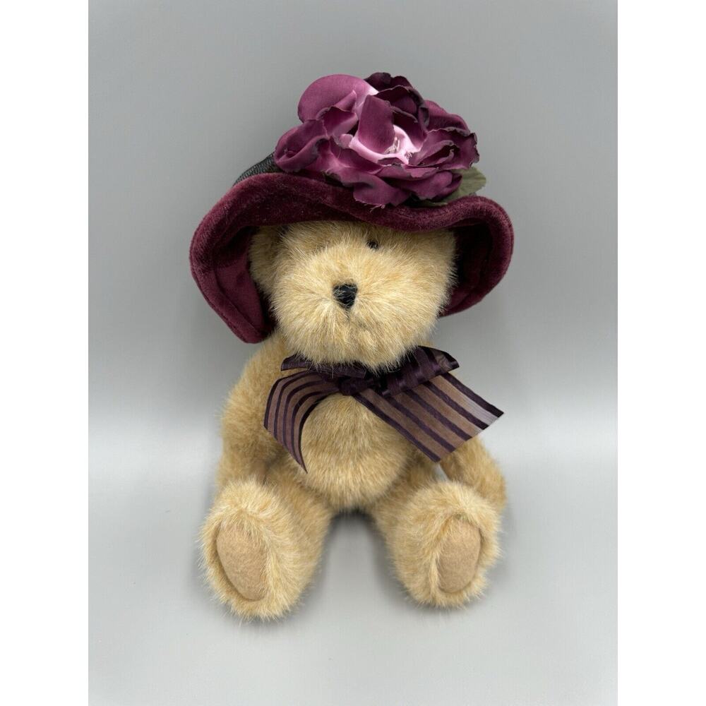 Boyd’s Bears Jeannine De Bearvoire 10” Teddy Bear In Velvet Hat & Ribbon Bow Tie